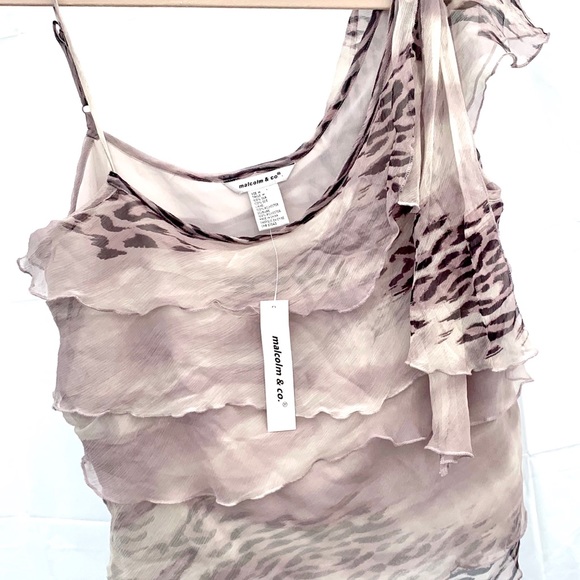 NWT 100% Silk Malcolm Co. animal one shoulder - Picture 3 of 12